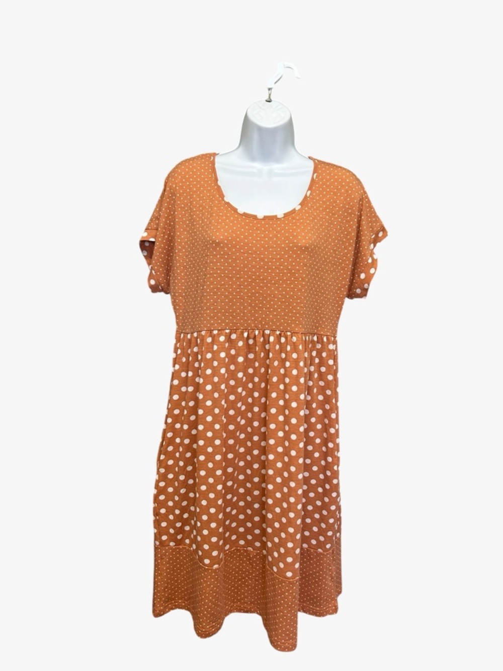 Suzanne Betro Polka Dot Empire Waist Midi Dress with Pockets - Size M